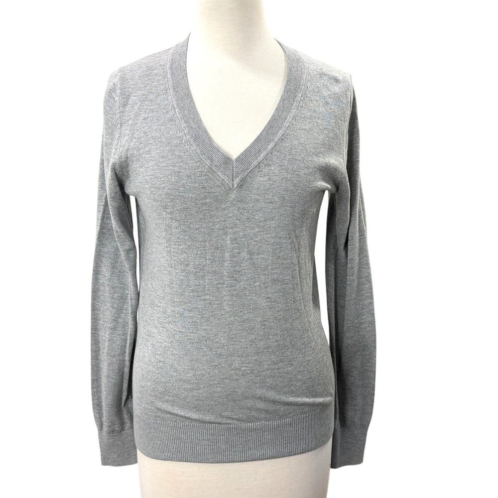 Quince Size XS Organic Cotton Cashmere Sweater Heather Gray Lightweight Luxe